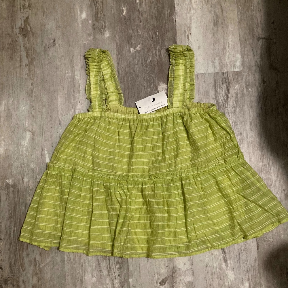 Green Tiered Ruffle Tank Top